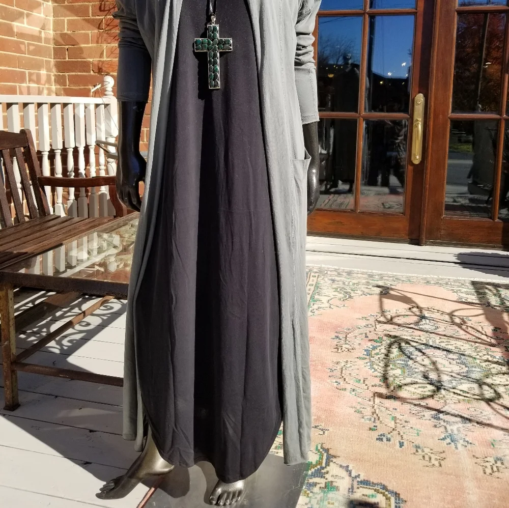 Transitional Black Maxi Dress with Side Slits - Picture 7 of 16